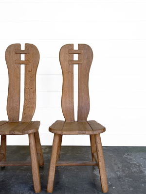 Vintage Oak Chair Pair