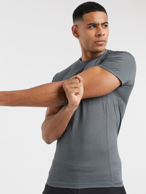 Asos 4505 Icon Muscle Training T-shirt With Quick Dry In Gray