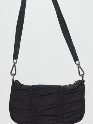 Black Ruched Nylon Cross Body