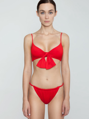 Start Me Up Front Knot Bikini Top - Red