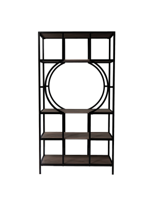 68.25" Vikrin 5 Tier Bookshelf Natural/black - Aiden Lane