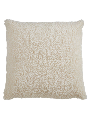 18"x18" Faux Fur Throw Pillow Cover Ivory - Saro Lifestyle