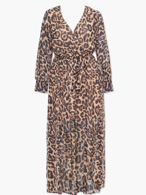 Plus Size Leopard Print Maxi Dress