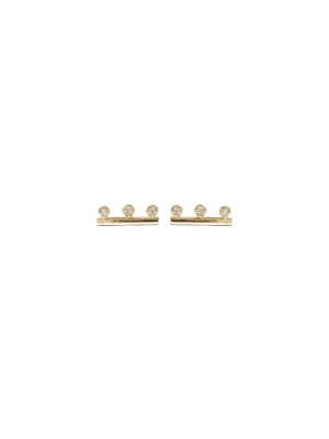 14k Prong Diamond Bar Studs