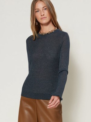 Metallic Ribbed Sweater Top