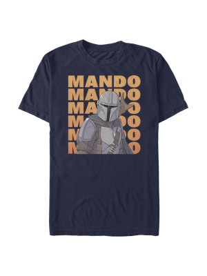 Men's Star Wars The Mandalorian Mando Text Stacked T-shirt