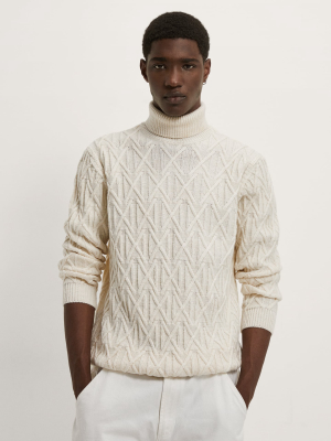 Funnel Neck Cable Sweater