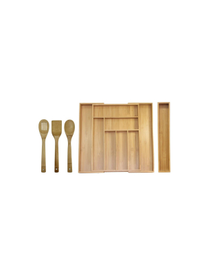 Oceanstar 5 Piece Bamboo Expandable Drawer Utensil Organizer Set