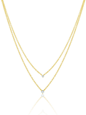 14kt Yellow Gold Diamond Double Layer Dahlia Necklace