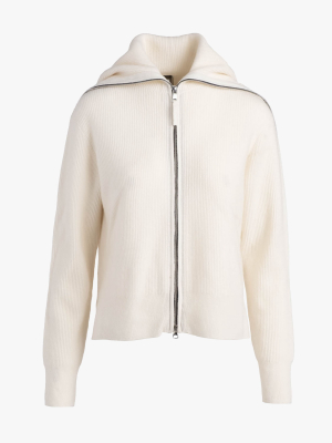 Texture Zip Cashmere Cardigan