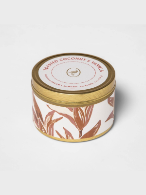 4.8oz Lidded Tin Jar Toasted Coconut And Vanilla Candle - Opalhouse™