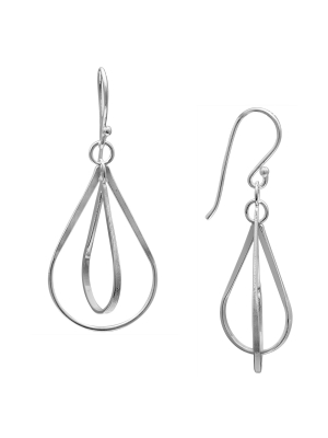 Double Teardrop Earrings In Sterling Silver - Gray (1.6")