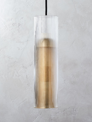 Striae Ribbed Glass Pendant Light