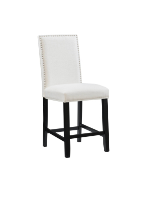 24" Stewart Upholstered Counter Height Barstool - Glitz White - Linon