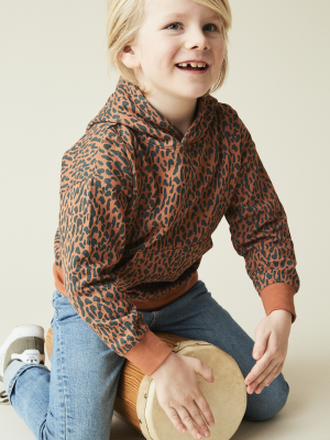 A Monday In Copenhagen Unisex Kids Freddie Hoodie- Sierra Cheetah Print