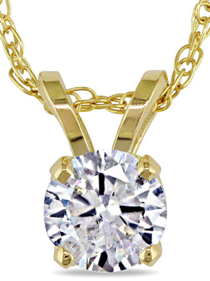 Pompeii3 1/2ct Solitaire Round Diamond Pendant Necklace 14k Yellow Gold (i2-i3)