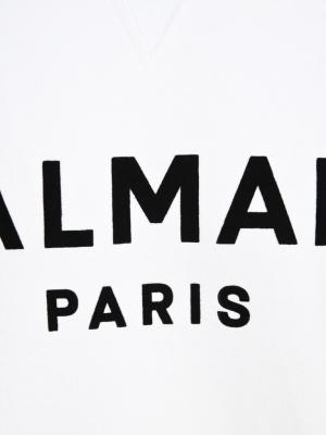 Balmain Flocked Logo Crewneck Sweatshirt