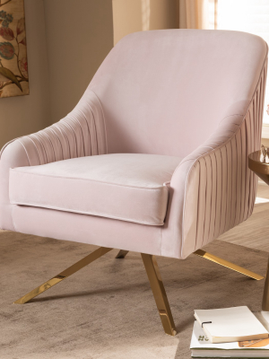 Amaya Velvet Lounge Chair Light Pink/gold - Baxton Studio