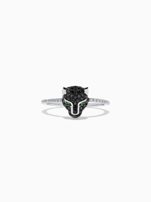 Effy Signature 14k White Gold Black Diamond Mini Panther Ring, 0.39 Tcw