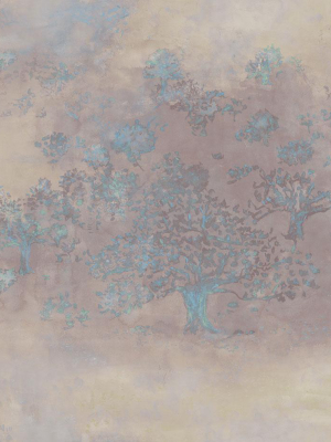 Japanese Tree Wallpaper In Purple, Blue, And Bronze From The Transition Collection By Mayflower