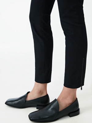 Leather Loafers With Geometric Heel