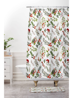 Marta Barragan Camarasa Christmas Botany Memory Foam Bath Mat White - Deny Designs