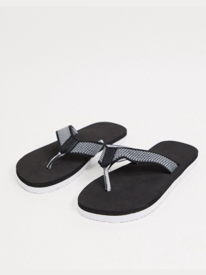 Asos Design Knitted Flip Flops In Black And White