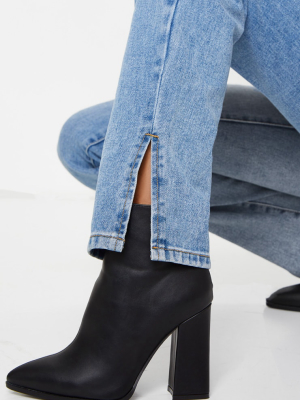 Black Wide Fit Point Block Heel Ankle Boots