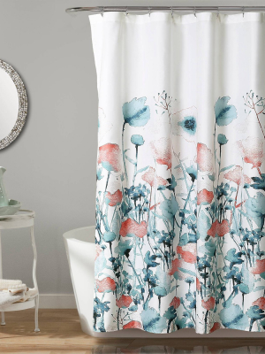 Zuri Flora Shower Curtain Blue - Lush Décor