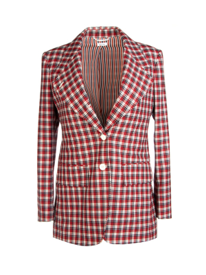 Thom Browne Gingham Check Single-breasted Blazer