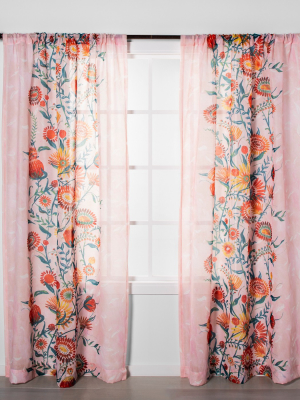 Floral Daisy Light Filtering Curtain Panels Pink - Opalhouse™