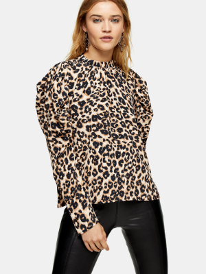 Brown Leopard Print Blouse