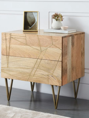 Roar & Rabbit™ Brass Geo Inlay Nightstand - Raw Mango