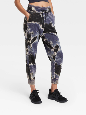 Women's Mid-rise French Terry Acid Wash Jogger Pants With Side Panel - Joylab™