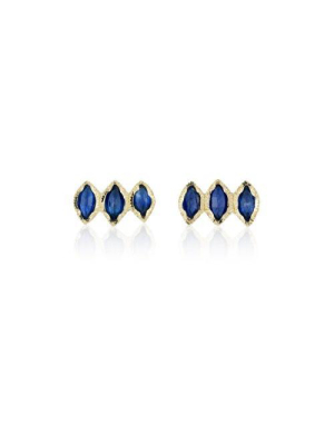 Brooke Gregson Triple Sapphire Marquise Stud Earrings
