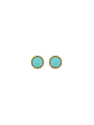 Maman Crown Bezel Turquoise Earrings