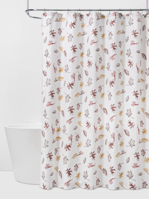 Swirling Leaves Shower Curtain White - Threshold™