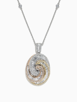 Effy Trio 14k Tri Color Gold Diamond Swirl Pendant, 1.28 Tcw