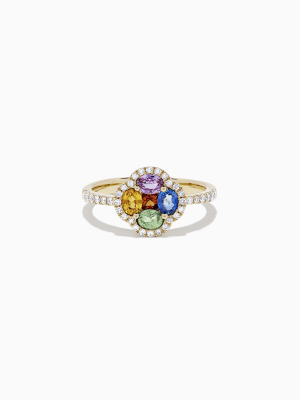 Effy Watercolors 14k Yellow Gold Multi Sapphire And Diamond Ring, 1.35 Tcw