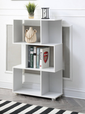 38.39" 3 Shelf Manor Modern Staggered Bookshelf White - Ac Pacific