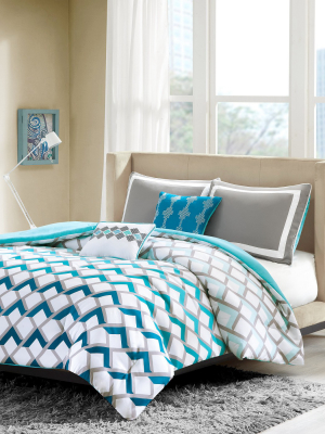 Teal/white Luna Comforter Set