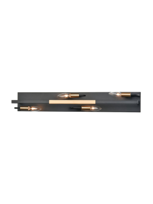 Heathrow 4-light Vanity Light In Matte Black And Satin Brass