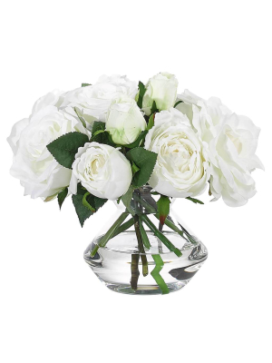 White Roses In Glass