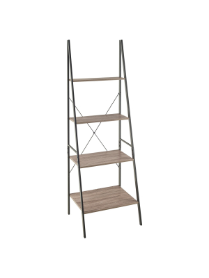 70" Ladder Bookshelf Mixed Material Gray - Closetmaid