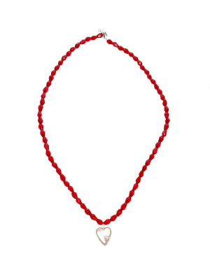 Chaquira Heart Pearl Necklace