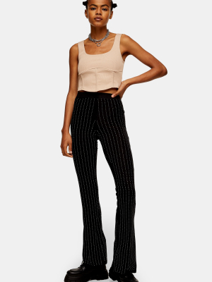 Black Diamante Flare Pants