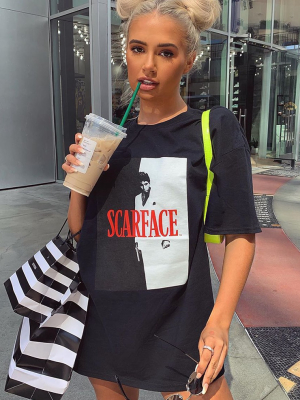 Black Scarface Printed Oversized T Shirt