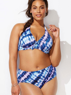 Plus Size Bowknot Halter Bikini Swimsuit - Two Piece Set