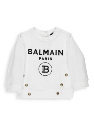 Balmain Kids Logo Printed Button Detail Sweatshirt