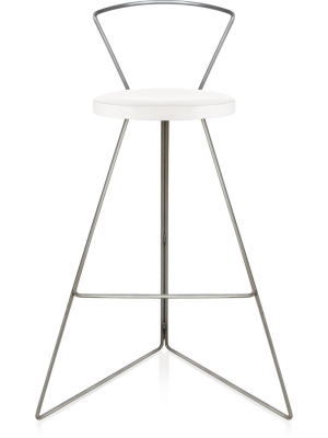 The Coleman Stool With Backrest - White Marble